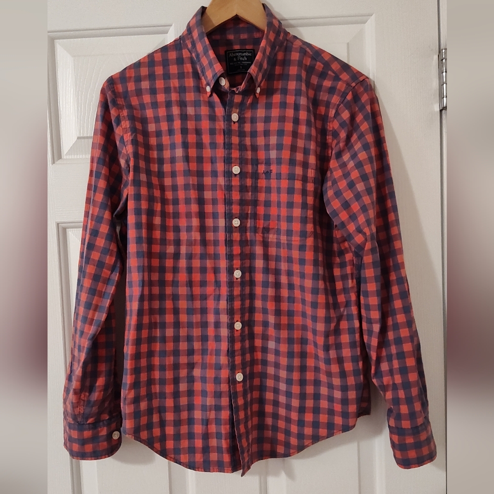 ABERCROMBIE & FITCH Men's Plaid Red/Blue Long Sleeve Shirt Size S